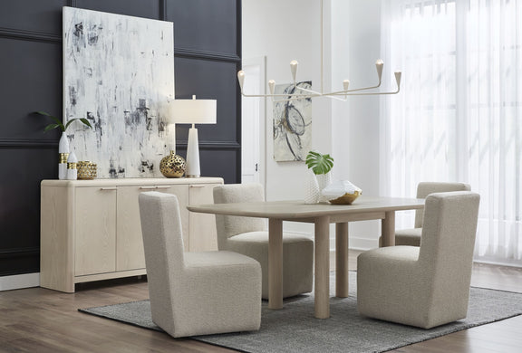 Liv Ash Wood Rectangular Dining Table in White Sand