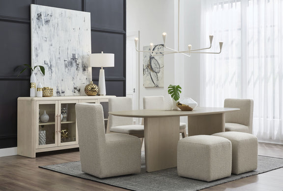 Liv Fully Upholstered Dining Ottoman in Brun Boucle
