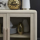 Liv Glass Door Ash Wood Sideboard in White Sand