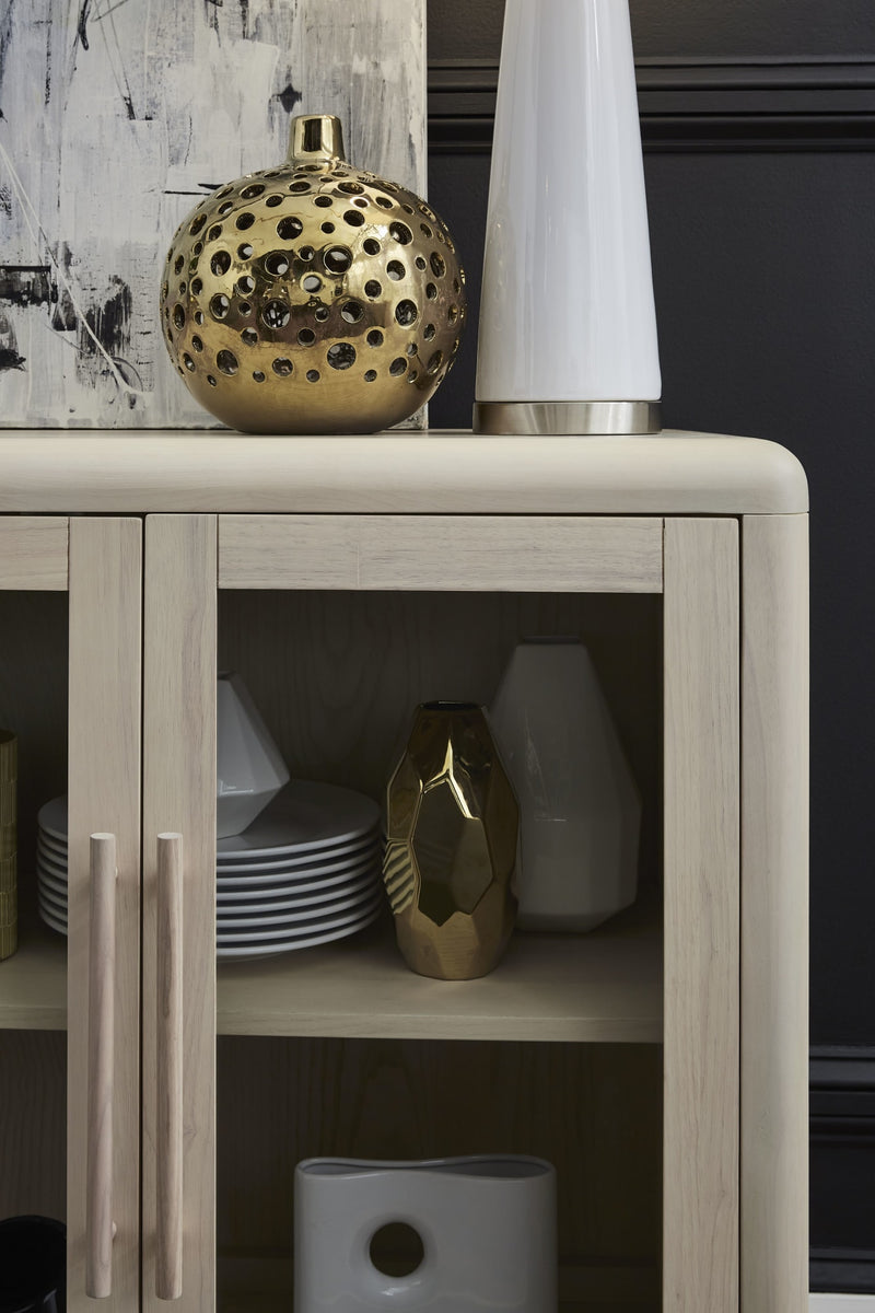 Liv Glass Door Ash Wood Sideboard in White Sand