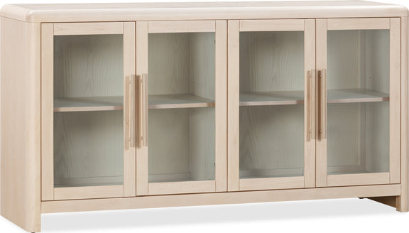 Liv Glass Door Ash Wood Sideboard in White Sand