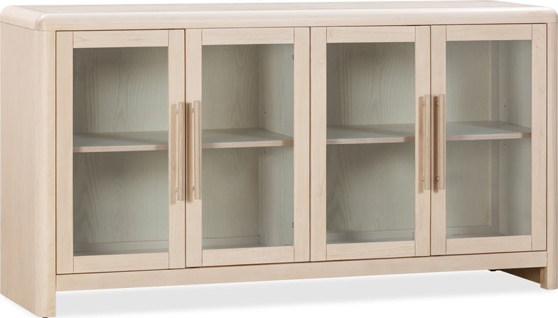 Liv Glass Door Ash Wood Sideboard in White Sand