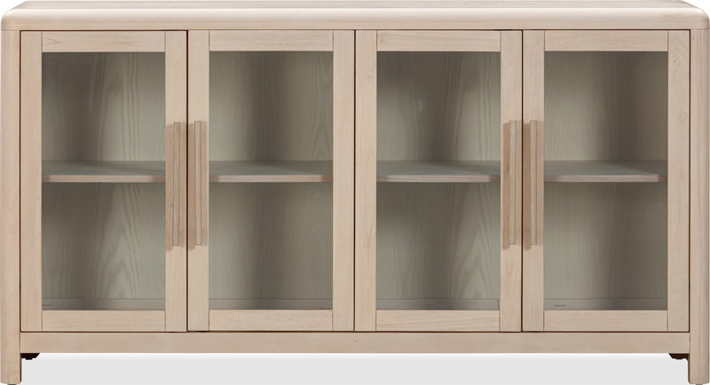 Liv Glass Door Ash Wood Sideboard in White Sand