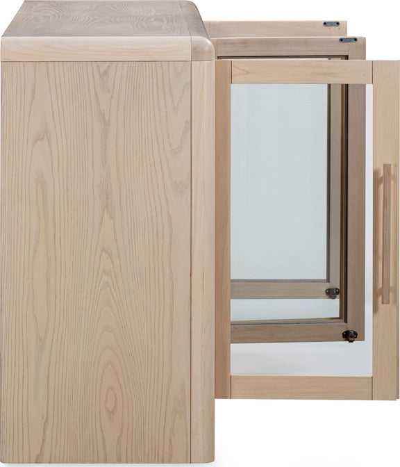 Liv Glass Door Ash Wood Sideboard in White Sand