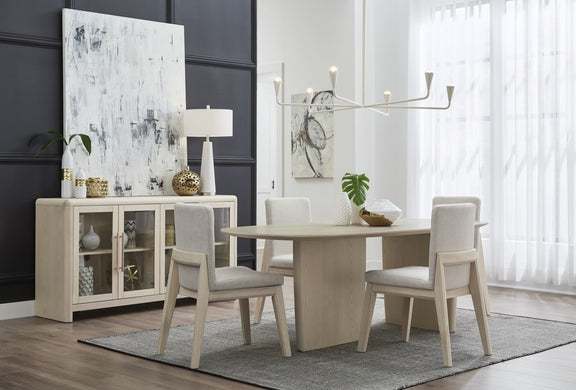 Liv Glass Door Ash Wood Sideboard in White Sand