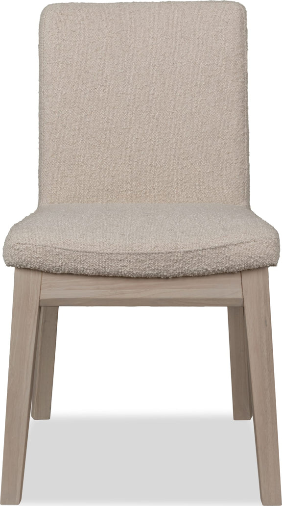 Liv Solid Wood Dining Chair in White Sand and Brun Boucle
