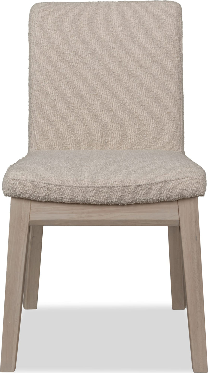 Liv Solid Wood Dining Chair in White Sand and Brun Boucle