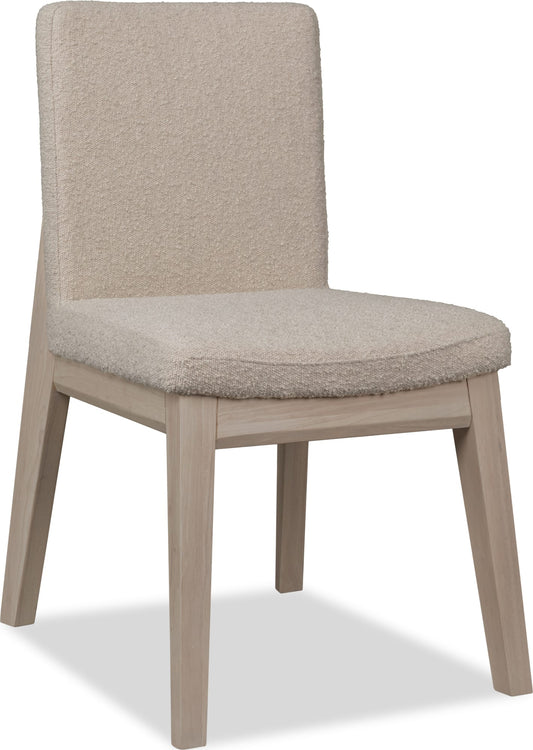Liv Solid Wood Dining Chair in White Sand and Brun Boucle