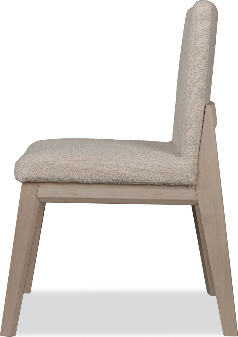 Liv Solid Wood Dining Chair in White Sand and Brun Boucle