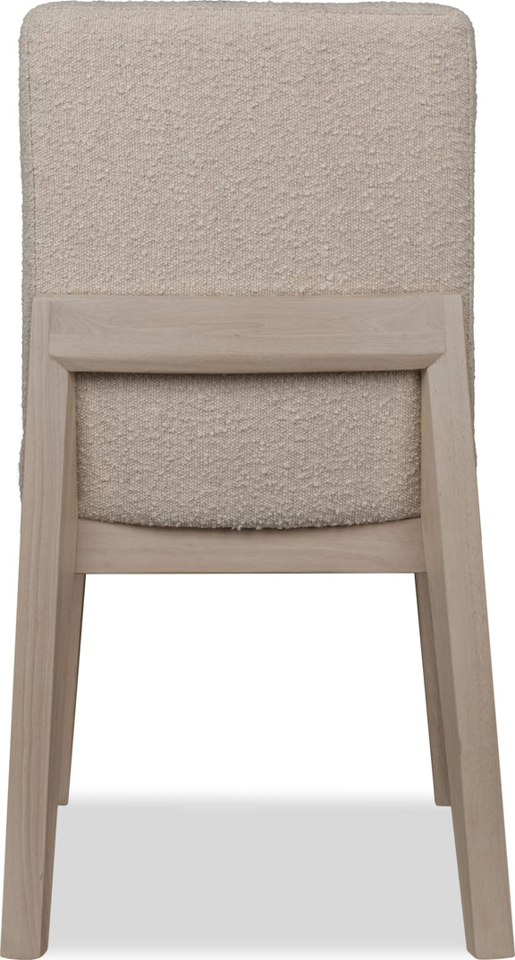 Liv Solid Wood Dining Chair in White Sand and Brun Boucle