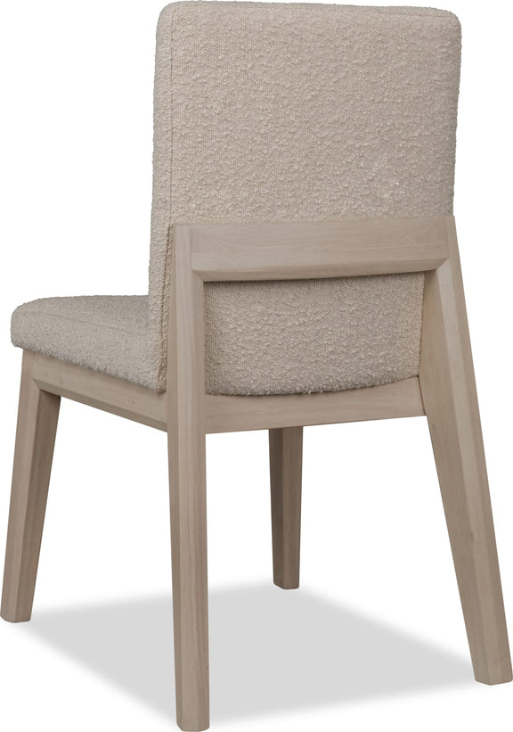 Liv Solid Wood Dining Chair in White Sand and Brun Boucle