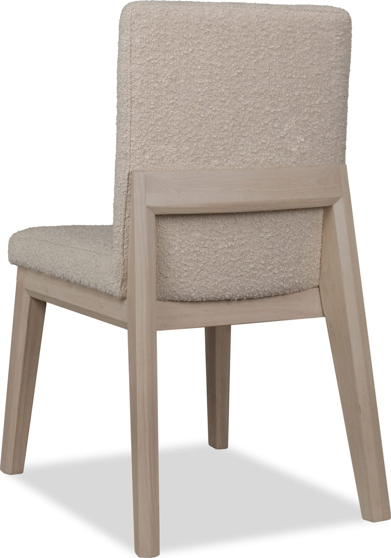 Liv Solid Wood Dining Chair in White Sand and Brun Boucle