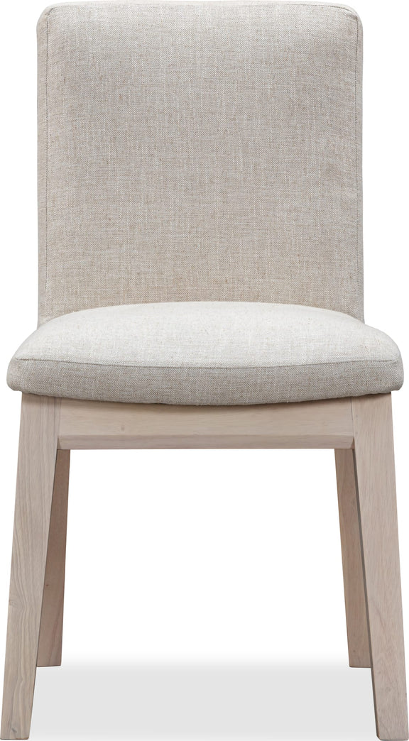 Liv Solid Wood Dining Chair in White Sand and Natural Linen