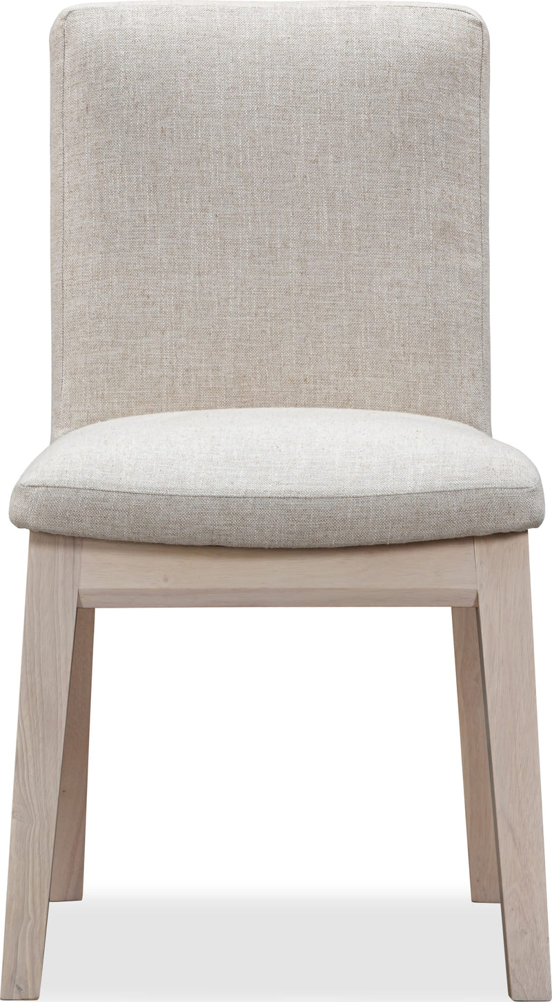 Liv Solid Wood Dining Chair in White Sand and Natural Linen