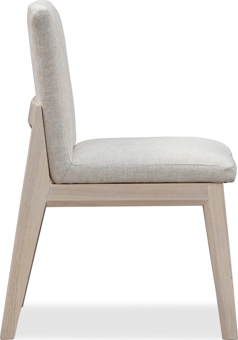 Liv Solid Wood Dining Chair in White Sand and Natural Linen