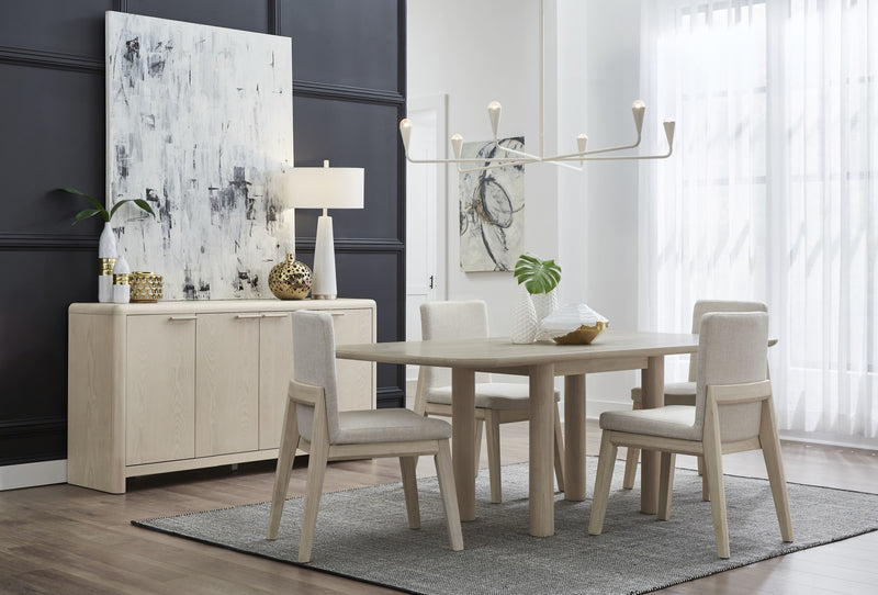 Liv Solid Wood Dining Chair in White Sand and Natural Linen