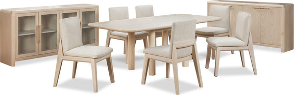 Liv Solid Wood Dining Chair in White Sand and Natural Linen