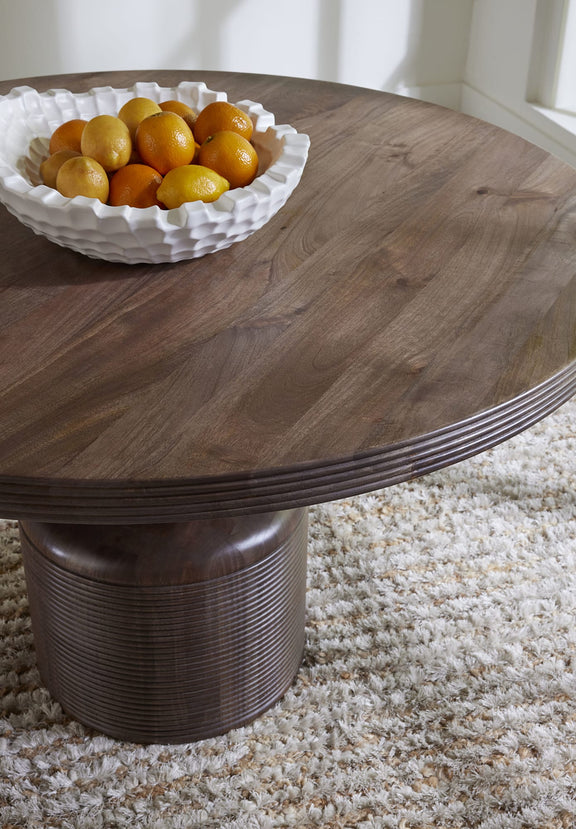 Liyana Solid Wood Round Dining Table in Natural Tan