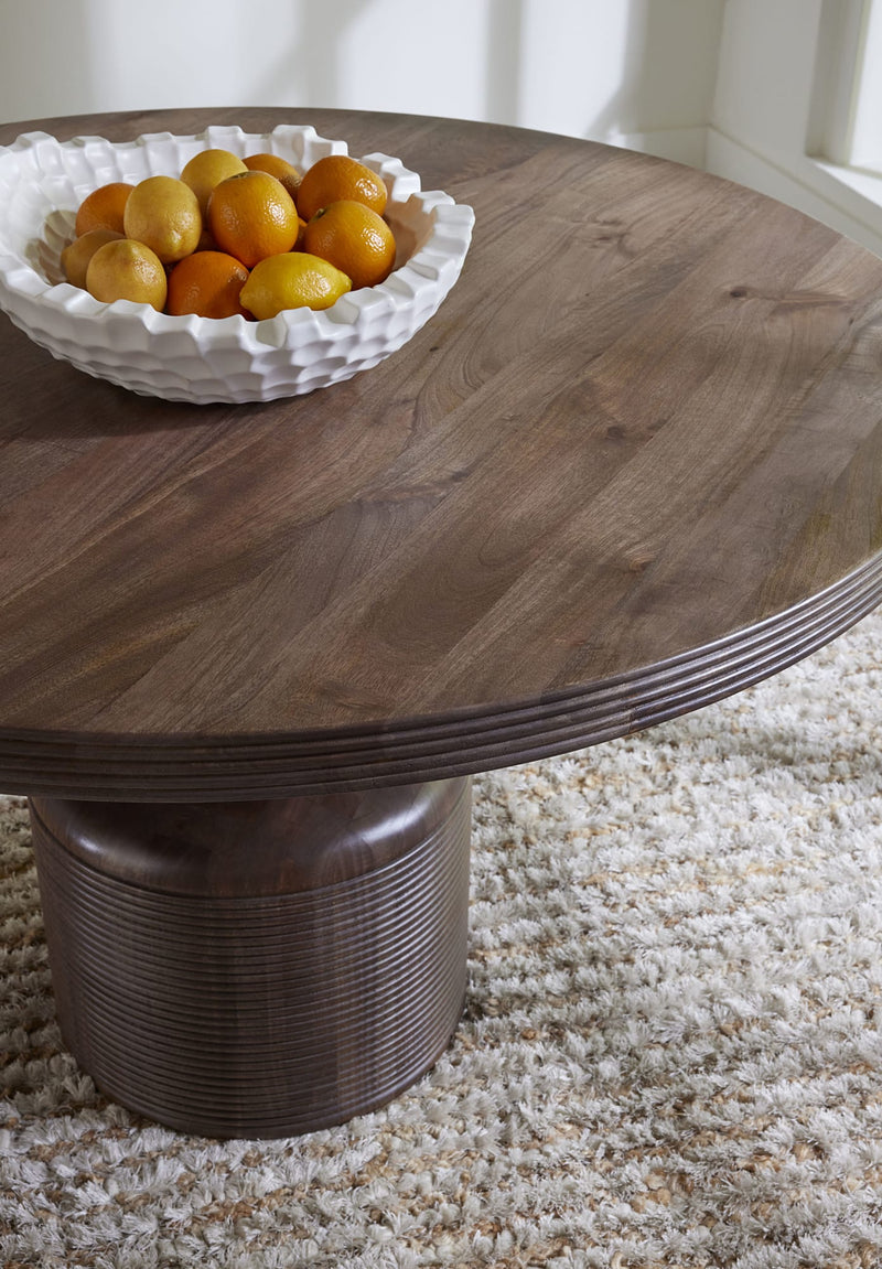 Liyana Solid Wood Round Dining Table in Natural Tan