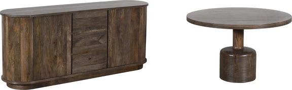 Liyana Solid Wood Round Dining Table in Natural Tan