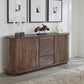 Liyana Solid Wood Three Drawer Two Door Sideboard in Natural Tan