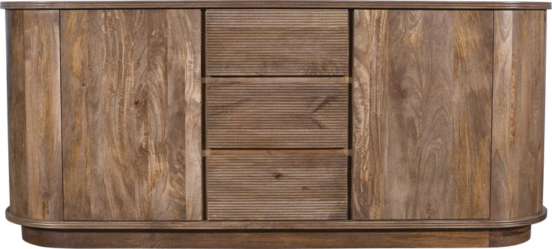 Liyana Solid Wood Three Drawer Two Door Sideboard in Natural Tan