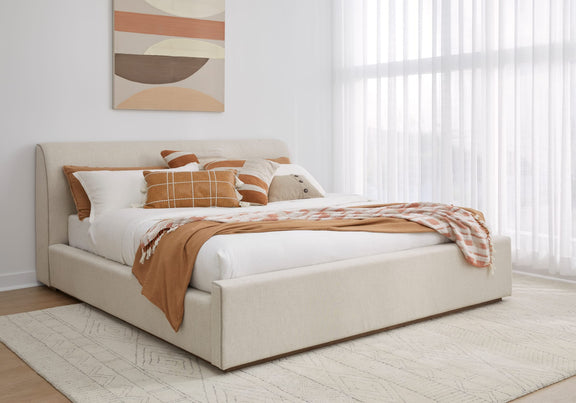 Louis California King-size Upholstered Platform Bed in Natural Linen (2026)