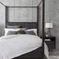 Lucerne Queen-Size Upholstered Canopy Bed in Vintage Coffee
