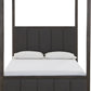 Lucerne Queen-Size Upholstered Canopy Bed in Vintage Coffee