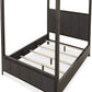 Lucerne Queen-Size Upholstered Canopy Bed in Vintage Coffee