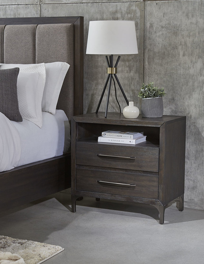 Lucerne King-Size Upholstered Panel Bed in Vintage Coffee