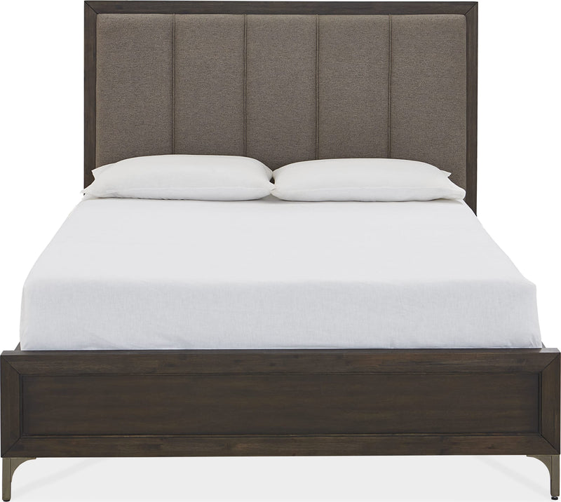 Lucerne King-Size Upholstered Panel Bed in Vintage Coffee