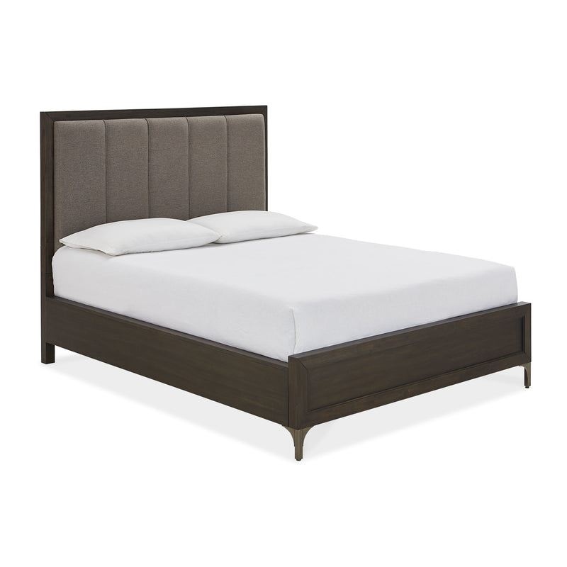 Lucerne King-Size Upholstered Panel Bed in Vintage Coffee