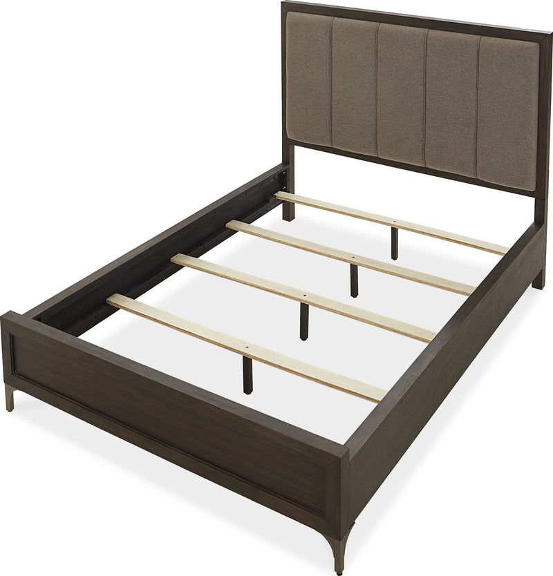 Lucerne King-Size Upholstered Panel Bed in Vintage Coffee
