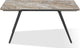 Lucia Double Extension Stone Top Metal Leg Dining Table in Rich Brown and Black