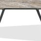 Lucia Double Extension Stone Top Metal Leg Dining Table in Rich Brown and Black