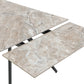 Lucia Double Extension Stone Top Metal Leg Dining Table in Rich Brown and Black