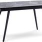 Lucia Extendable Stone Top Metal Leg Dining Table in Piedra and Black