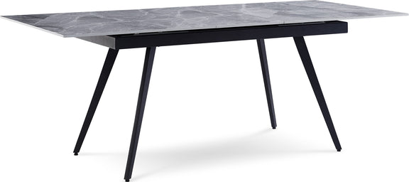Lucia Extendable Stone Top Metal Leg Dining Table in Piedra and Black