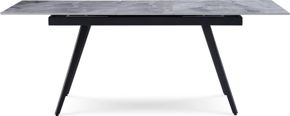 Lucia Extendable Stone Top Metal Leg Dining Table in Piedra and Black