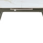 Lucia Extendable Stone Top Metal Leg Dining Table in Polished Cappuccino and Gunmetal