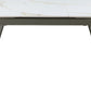 Lucia Extendable Stone Top Metal Leg Dining Table in Polished Cappuccino and Gunmetal
