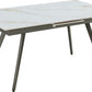 Lucia Extendable Stone Top Metal Leg Dining Table in Polished Cappuccino and Gunmetal