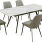 Lucia Extendable Stone Top Metal Leg Dining Table in Polished Cappuccino and Gunmetal