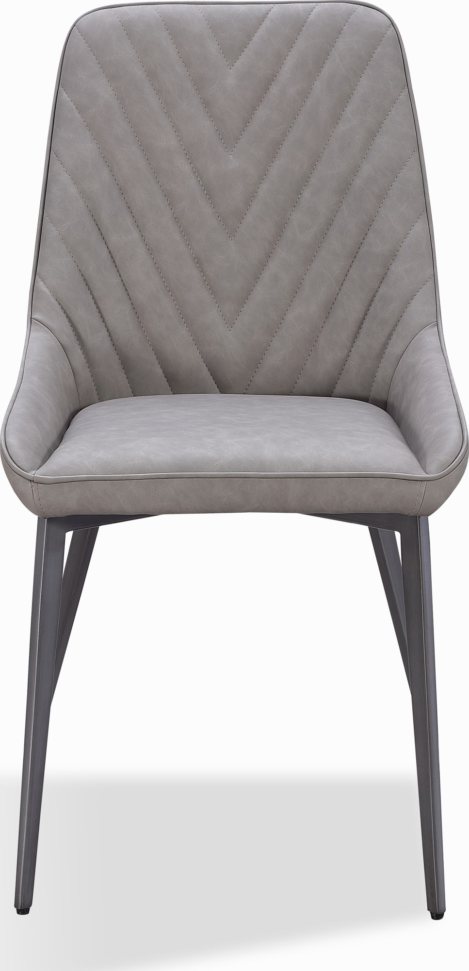 Lucia Metal Leg Upholstered Dining Chair in Anchor Gray Synthetic Leather and Gunmetal