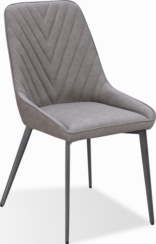 Lucia Metal Leg Upholstered Dining Chair in Anchor Gray Synthetic Leather and Gunmetal