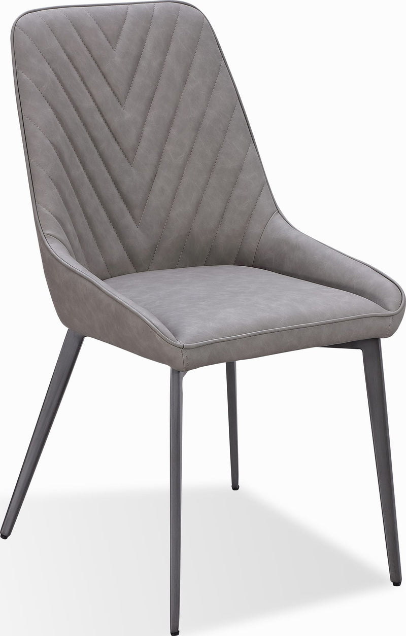 Lucia Metal Leg Upholstered Dining Chair in Anchor Gray Synthetic Leather and Gunmetal