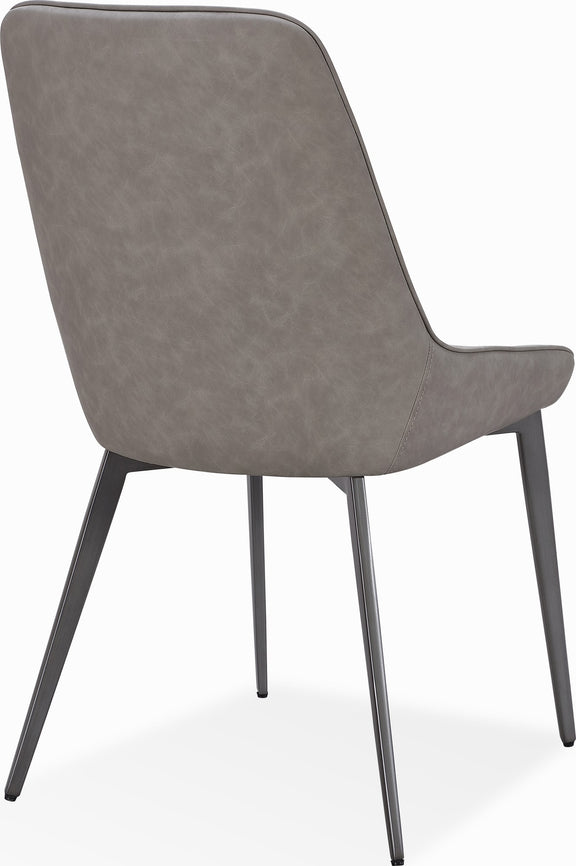 Lucia Metal Leg Upholstered Dining Chair in Anchor Gray Synthetic Leather and Gunmetal