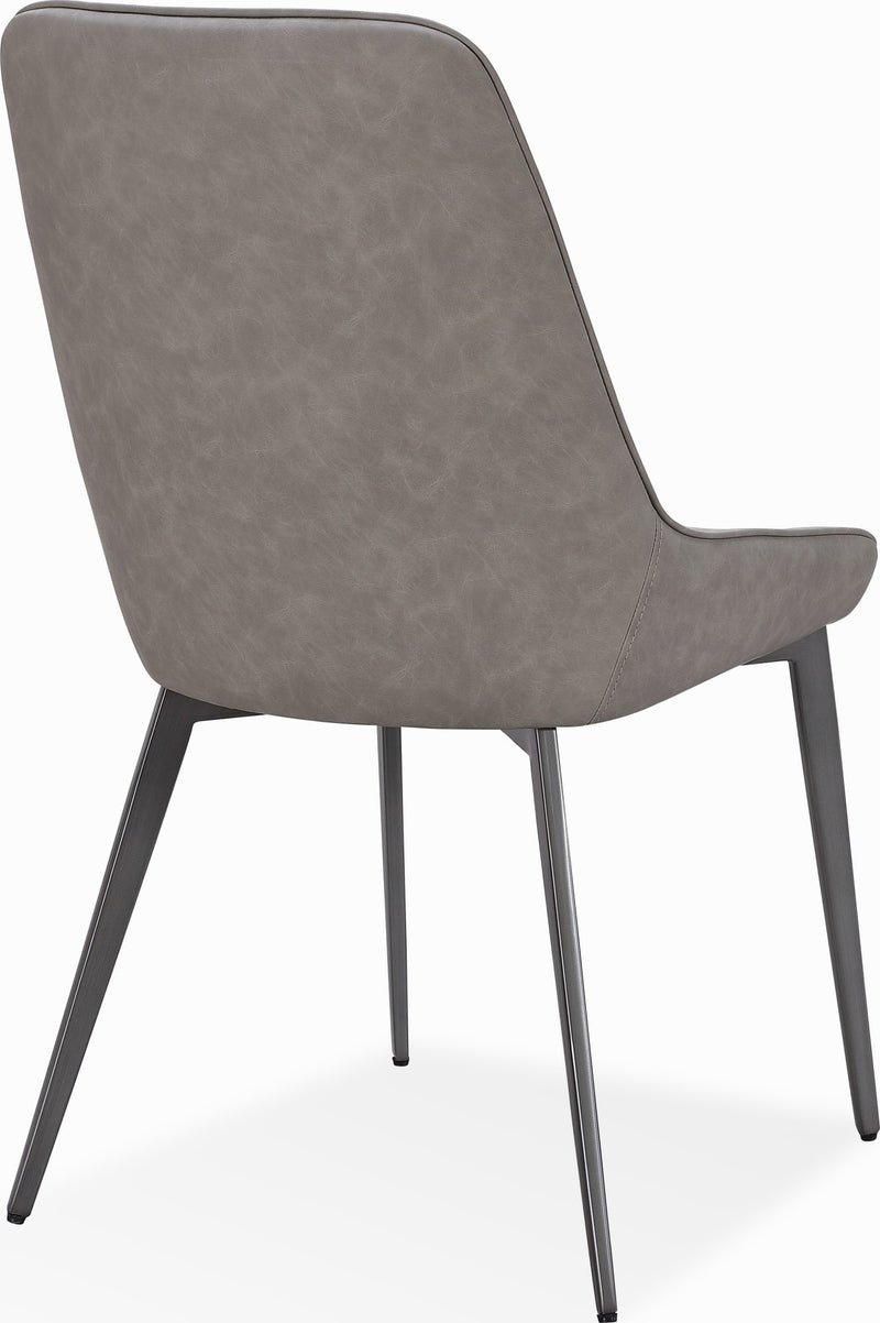 Lucia Metal Leg Upholstered Dining Chair in Anchor Gray Synthetic Leather and Gunmetal