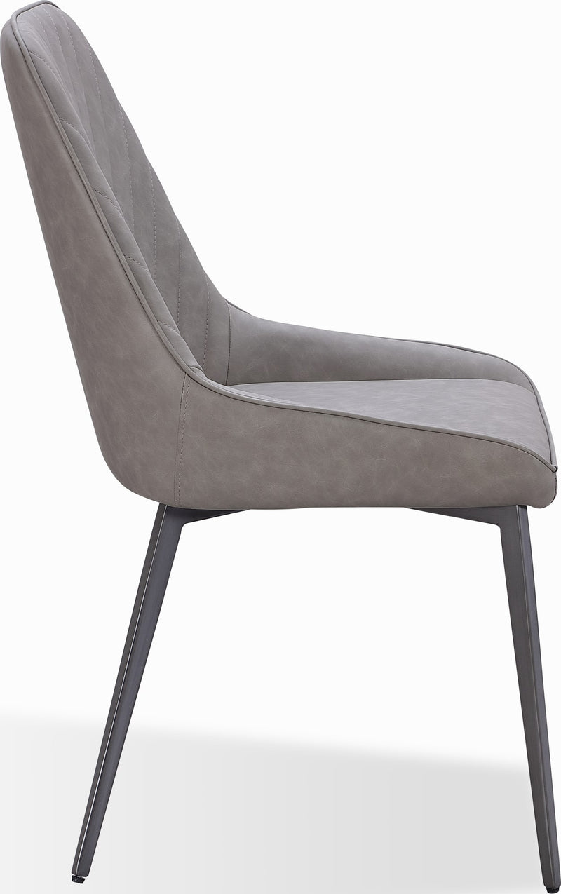 Lucia Metal Leg Upholstered Dining Chair in Anchor Gray Synthetic Leather and Gunmetal